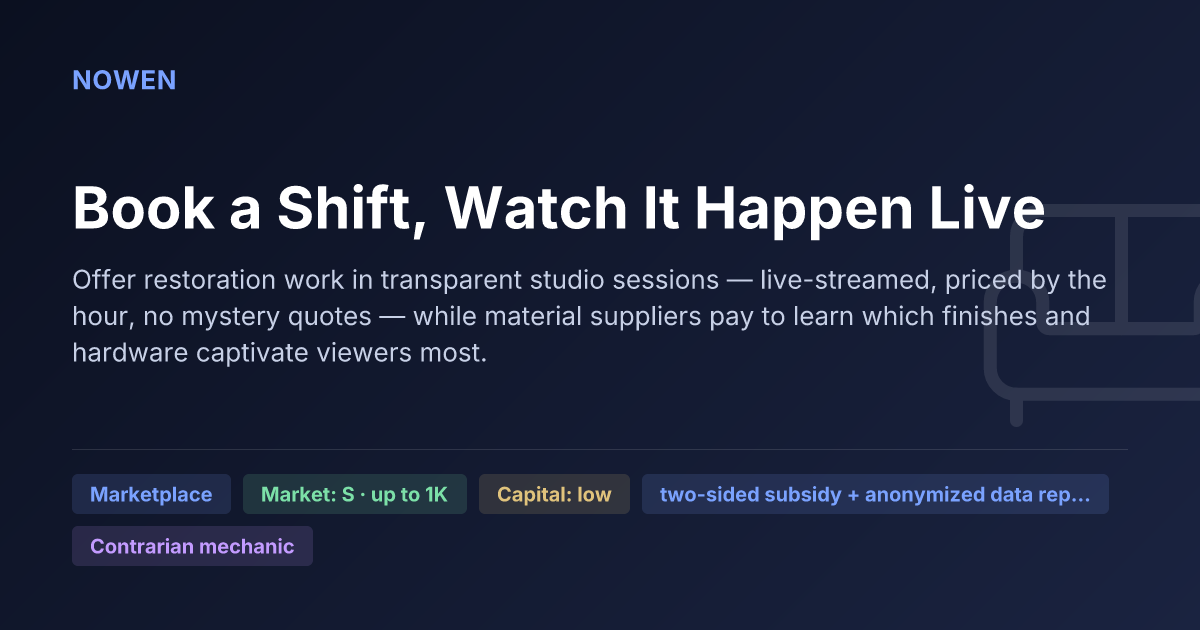 Book a Shift, Watch It Happen Live - illustrative business idea summary card