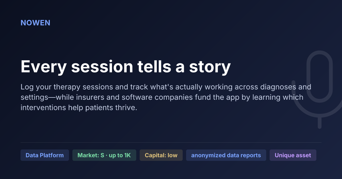 Every session tells a story - illustrative business idea summary card