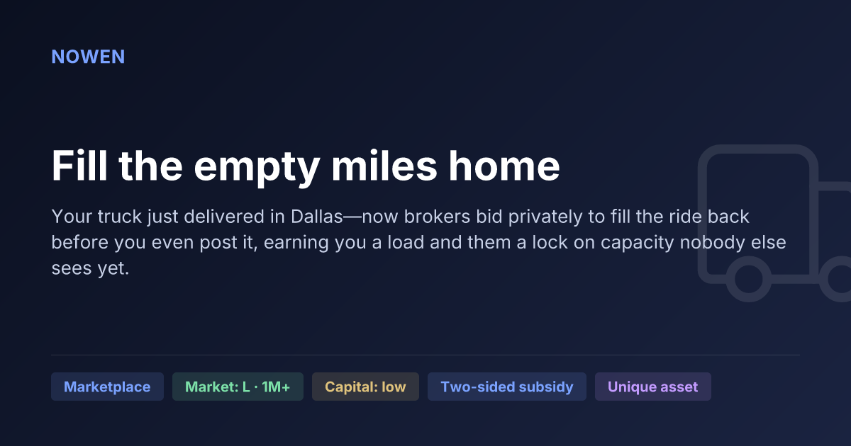 Fill the empty miles home - illustrative business idea summary card