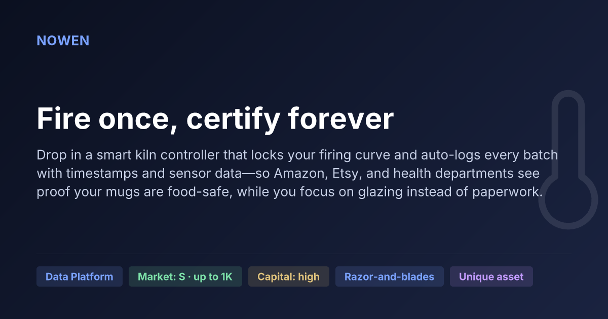 Fire once, certify forever - illustrative business idea summary card