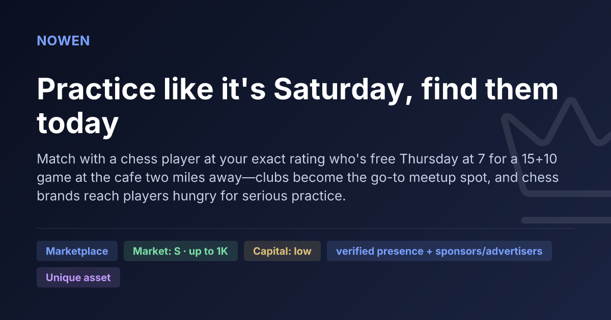 Practice like it's Saturday, find them today - illustrative business idea summary card
