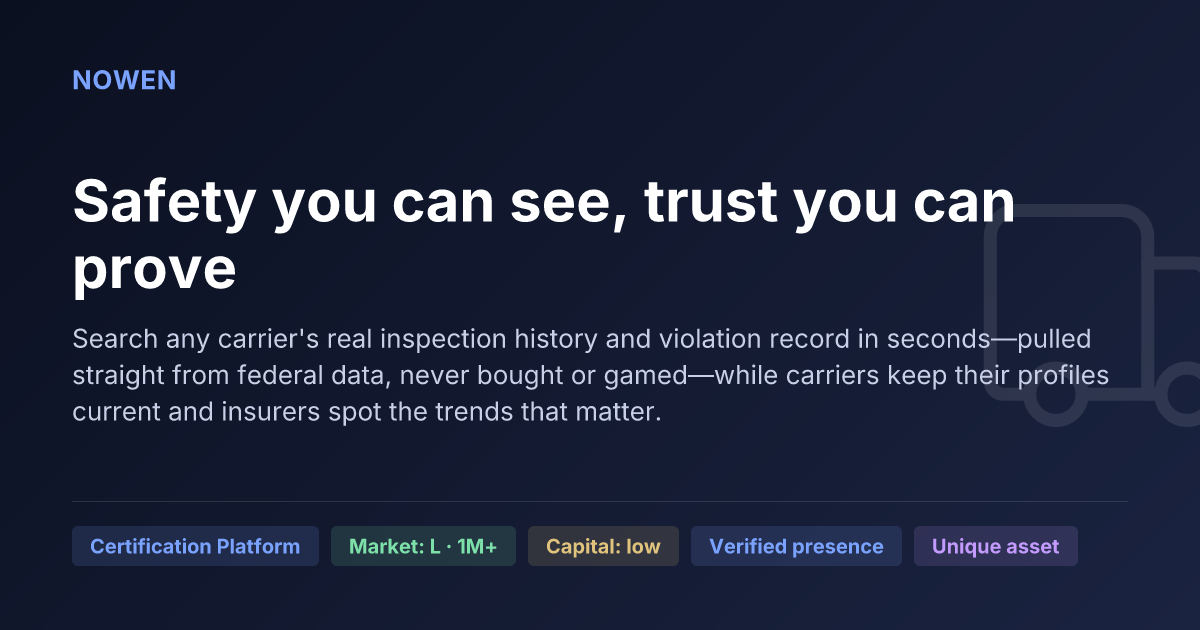 Safety you can see, trust you can prove - illustrative business idea summary card