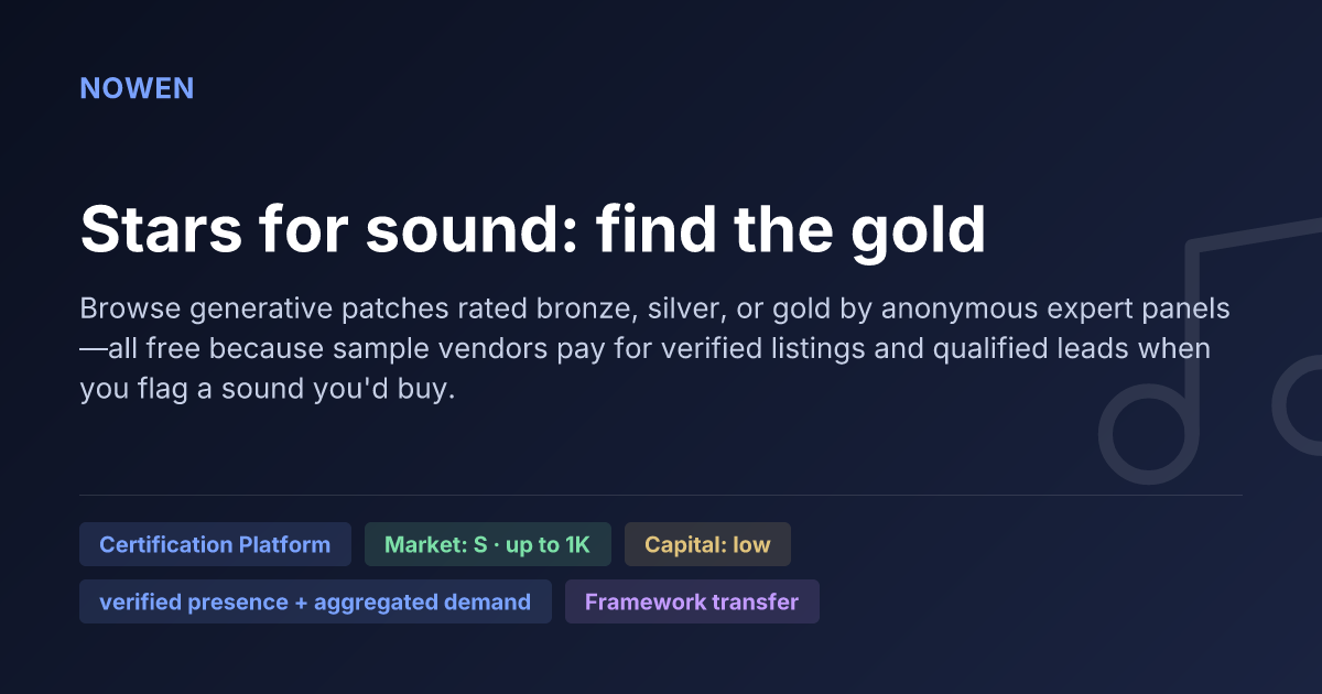 Stars for sound: find the gold - illustrative business idea summary card