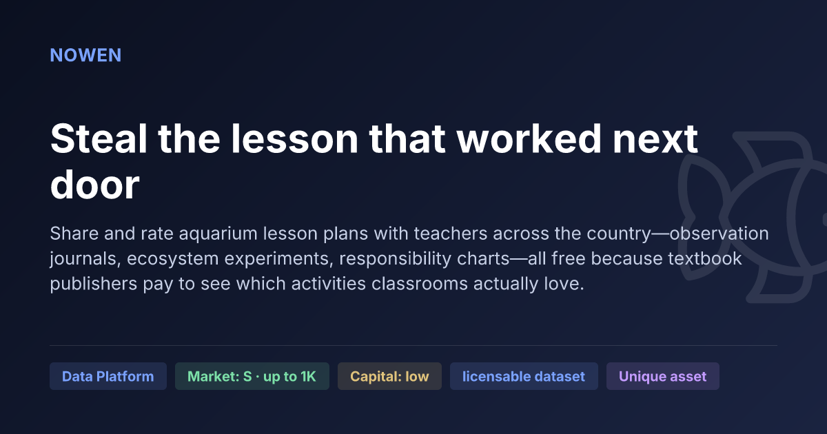Steal the lesson that worked next door - illustrative business idea summary card