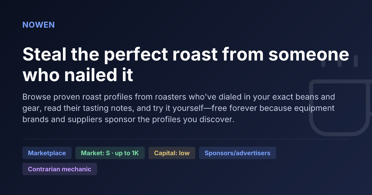 Steal the perfect roast from someone who nailed it - illustrative business idea summary card