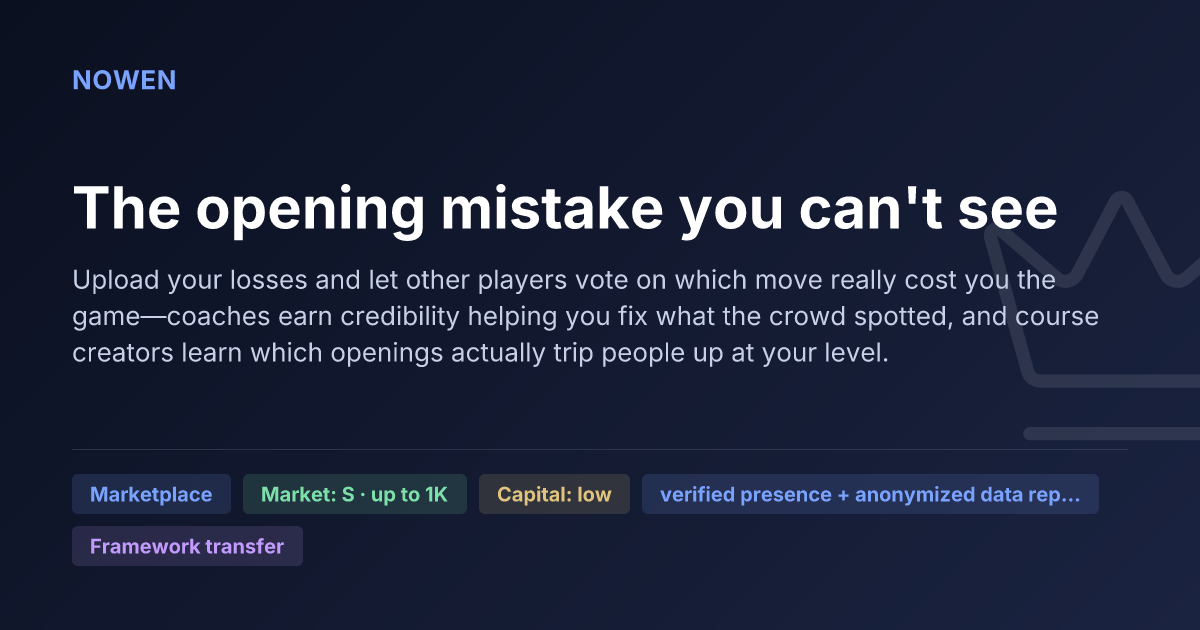 The opening mistake you can't see - illustrative business idea summary card
