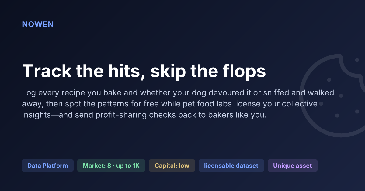 Track the hits, skip the flops - illustrative business idea summary card