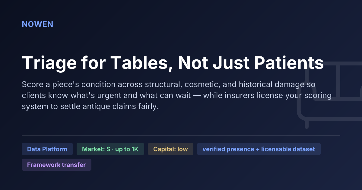 Triage for Tables, Not Just Patients - illustrative business idea summary card