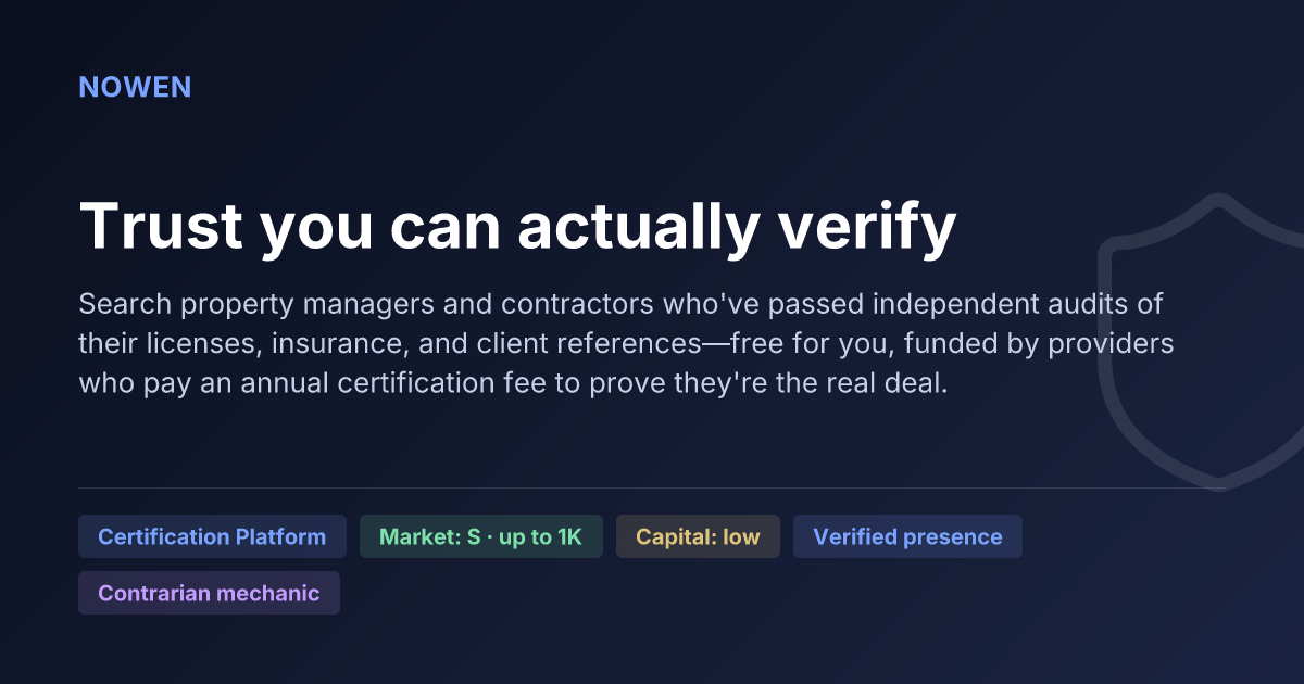 Trust you can actually verify - illustrative business idea summary card