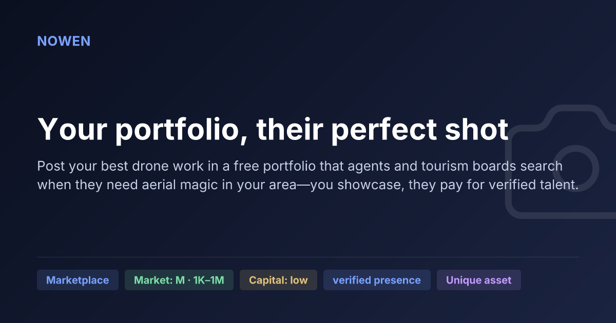 Your portfolio, their perfect shot - illustrative business idea summary card